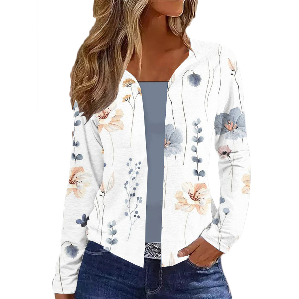 Damen Floral Bedruckte Strickjacke mit offenem Schnitt R&B