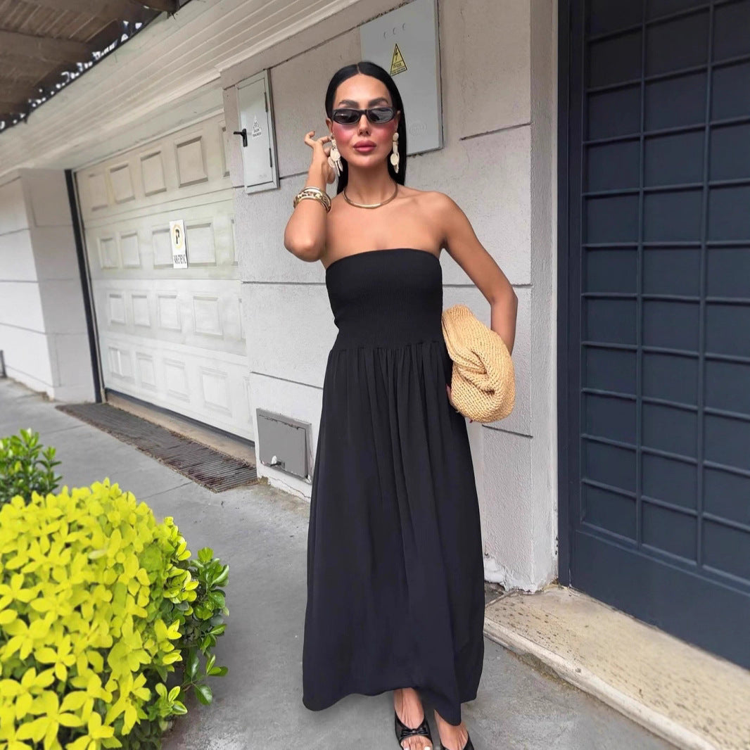 Damen Strickmaxikleid mit elastischem Oberteil R&B