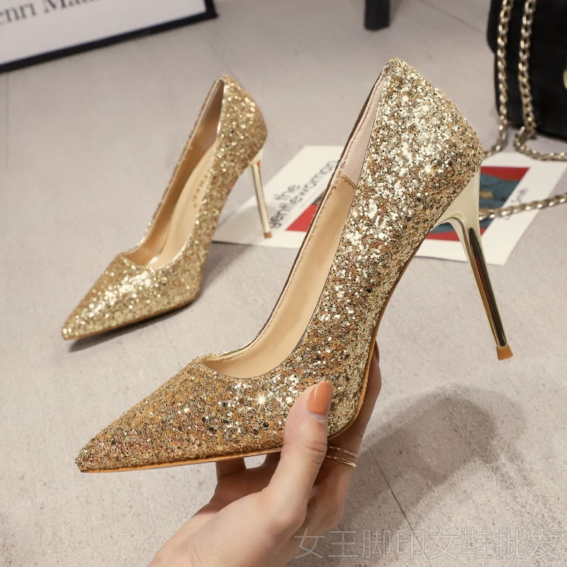 Damen Glitzernde High-Heel Pumps mit elegantem spitzen Design R&B