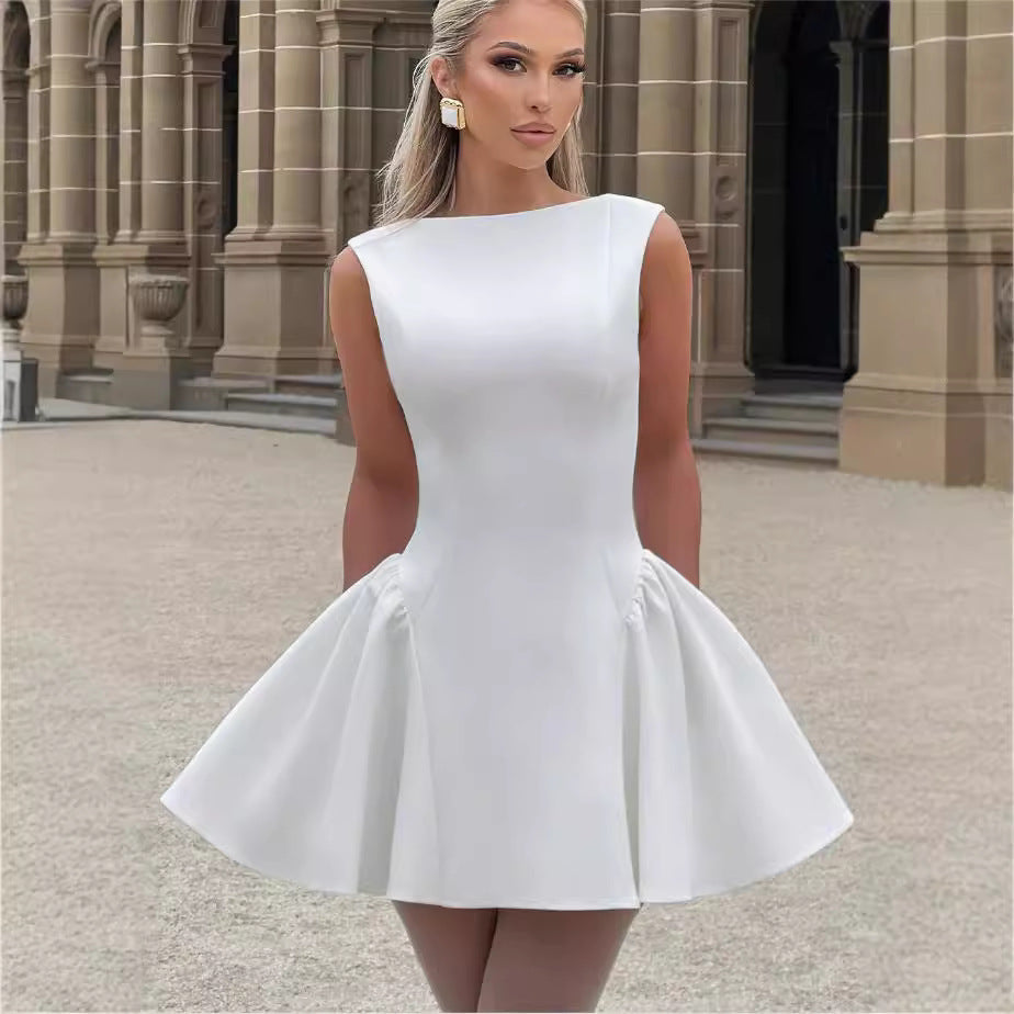 Damen Figurumspielendes Cocktailkleid mit schwingendem Rock und elegantem Ausschnitt