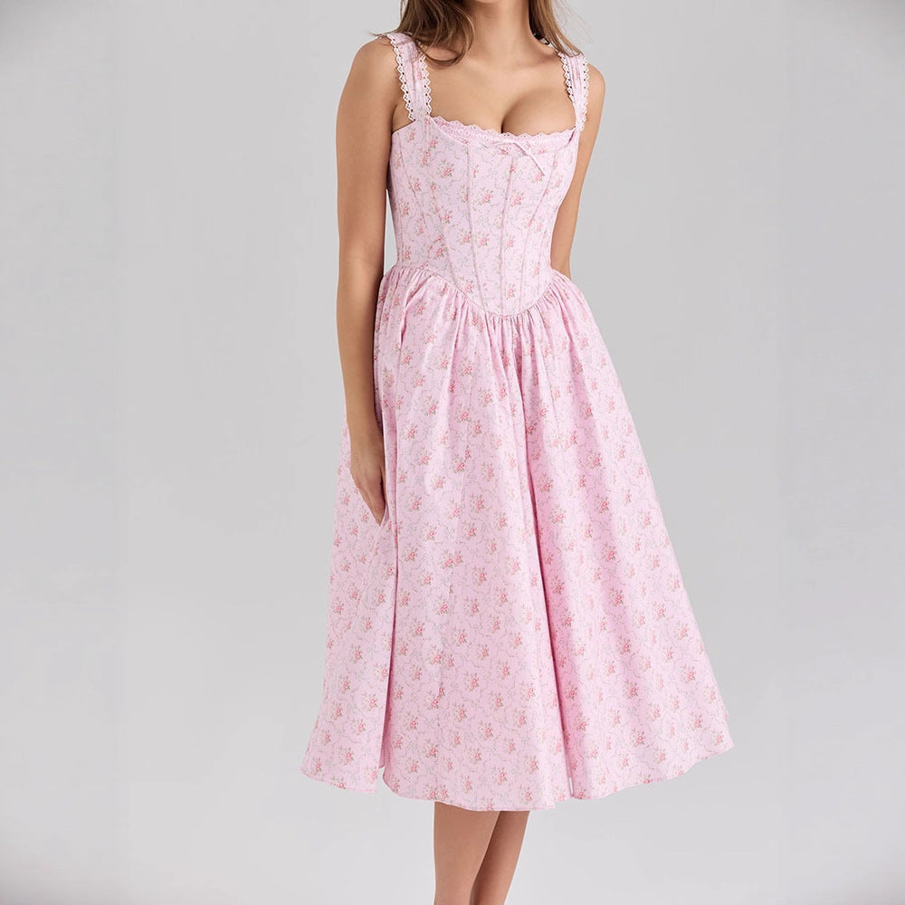 Damen Fein genähtes Sommerkleid mit floralen Mustern R&B