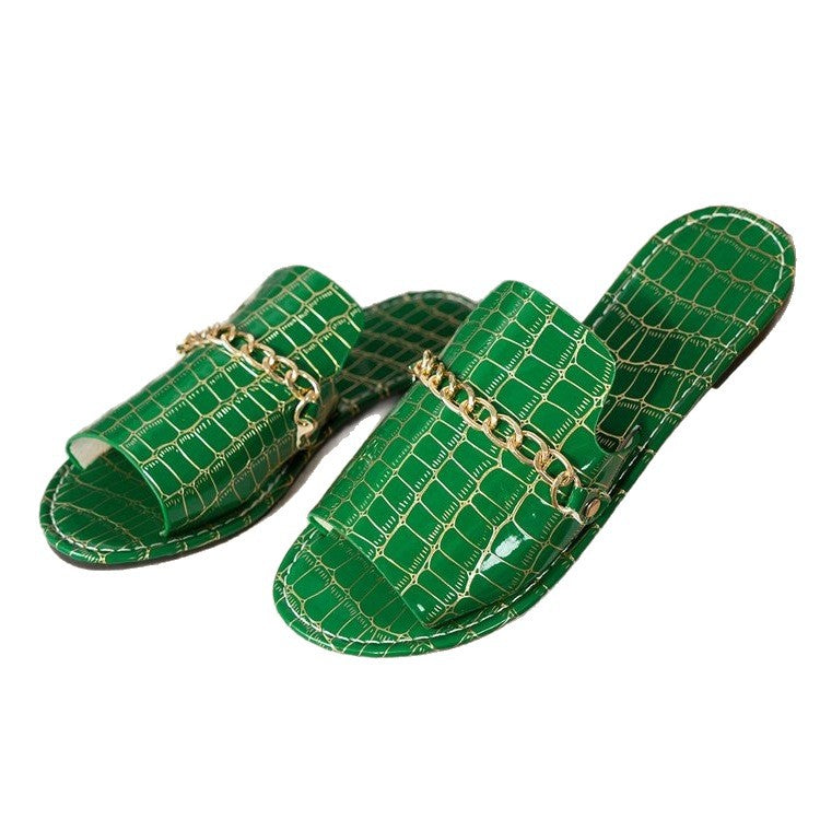 Damen modische Slides mit Kettenverzierung R&B