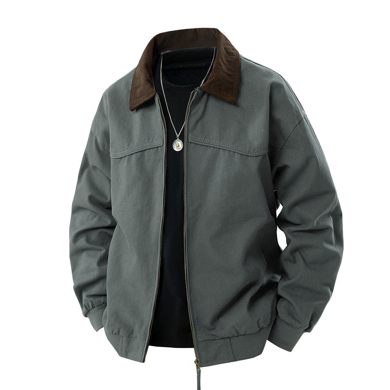 Herren leichte Utility-Jacke mit Stehkragen und praktischen Taschen R&B