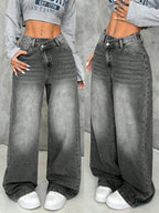 Damen Weite Jeans mit tiefem Schritt und angesagtem Used-Look R&B
