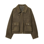 Damen kurz geschnittene Wildlederjacke R&B