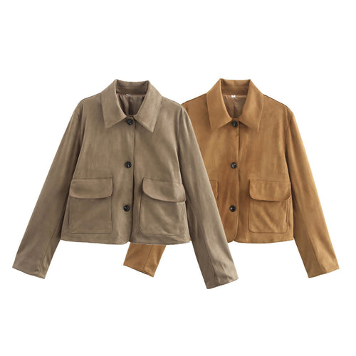 Damen modische Kurzjacke mit praktischen aufgesetzten Taschen R&B