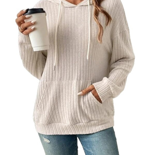 Damen Kapuzenpullover mit rippenstrukturiertem Design R&B
