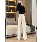 Damen hochgeschnittene Cordhose mit weitem Bein und elastischem Bund