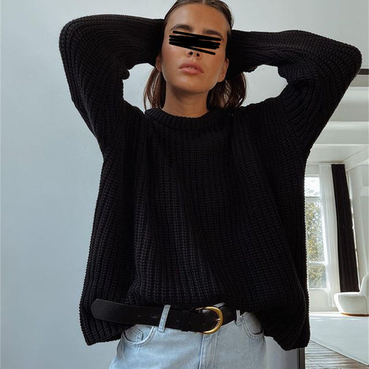 Damen Oversized Strickpullover mit strukturiertem Muster R&B