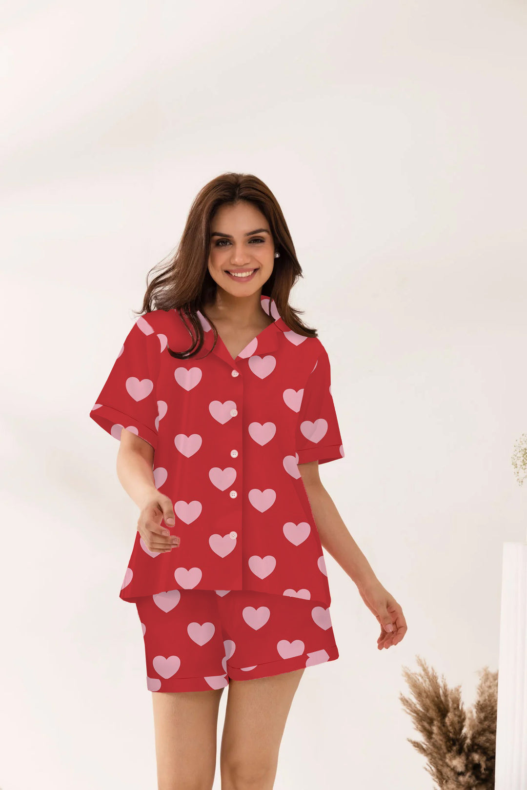 Damen Schlafanzugset mit Herzmuster R&B