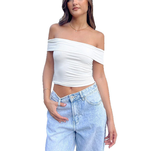 Damen Schulterfreies Crop-Top mit figurformendem Schnitt R&B