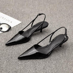 Damen Slingback-Pumps mit spitzem Absatz und glänzender Lackoberfläche R&B