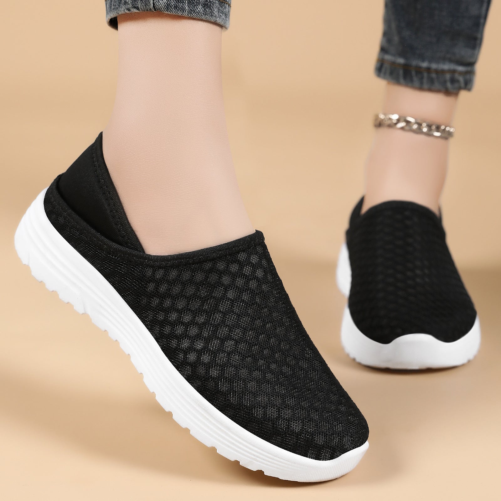 Damen Atmungsaktive Slip-On Sportschuhe mit flexiblem Mesh-Obermaterial R&B