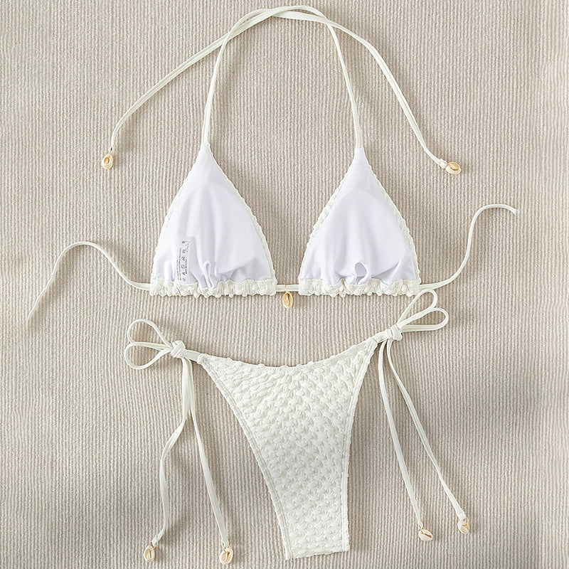 Damen Triangel-Bikini-Set mit verstellbaren Trägern und schönen Muschel-Details R&B