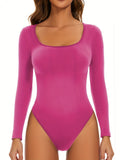 Damen Langarm Bodysuit mit tiefem Ausschnitt und figurformender Passform R&B