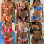 Damen Triangel-Bikini-Set mit verspieltem Polka-Dot-Muster und verstellbaren Trägern R&B