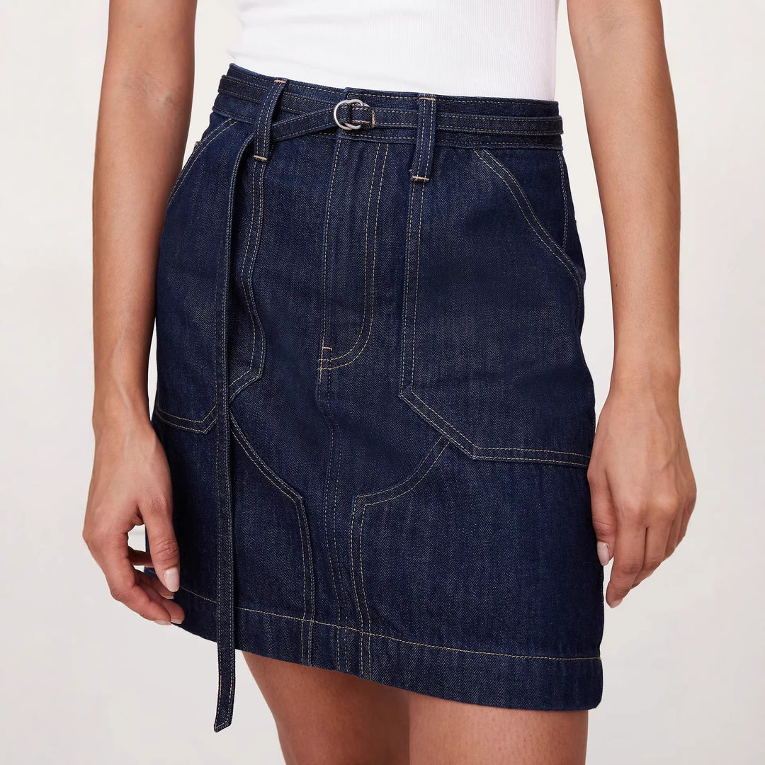 Damen Denim-Crop-Jacke und Minirock Set R&B