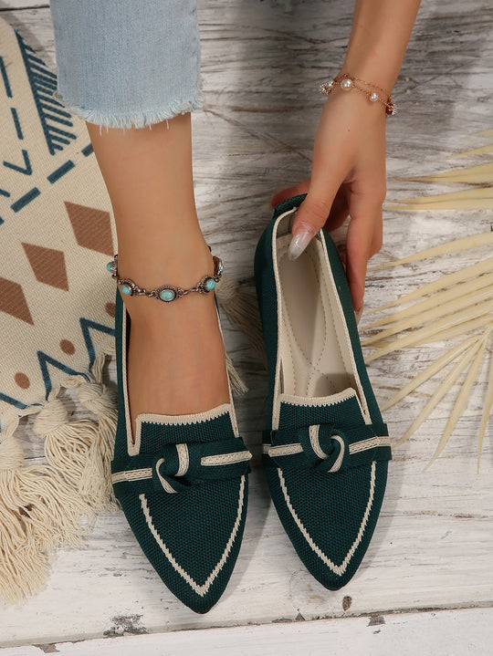 Damen elegante Slip-On Ballerinas mit modischem Knotendetail und atmungsaktivem Obermaterial R&B