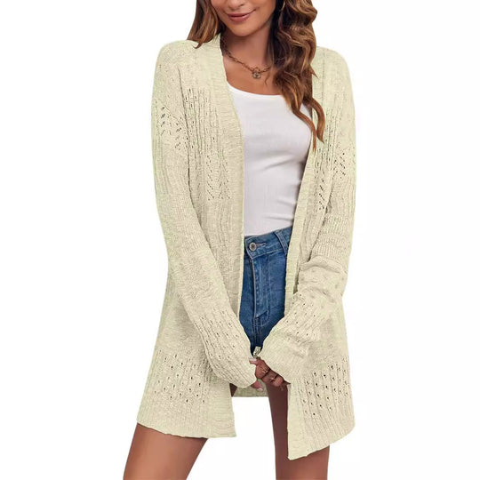 Damen Strickjacke mit luftiger Lochmusterstruktur R&B