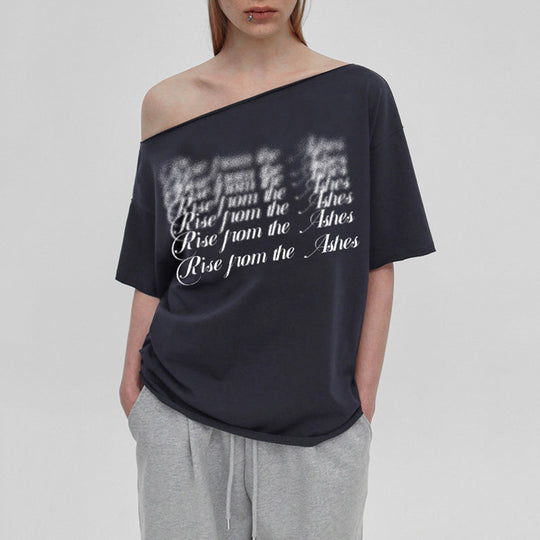 Damen T-Shirt mit modischem V-Ausschnitt und funkelndem Strasskreuz R&B