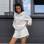 Damen Poloshirt mit lässigen Shorts und elastischem Bund R&B
