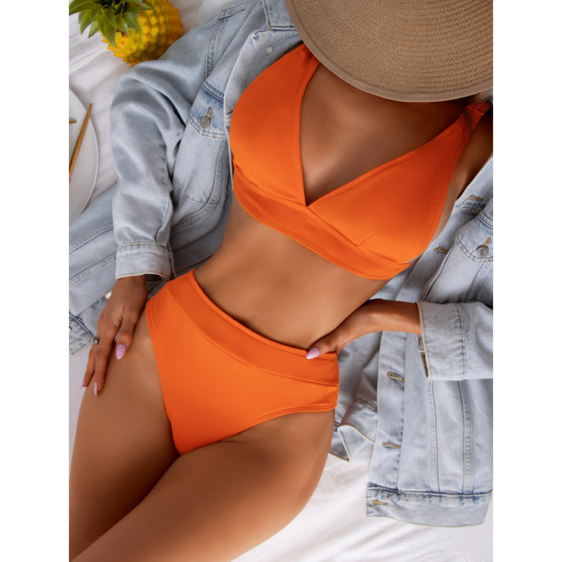 Damen Hoch geschnittener Bikini mit atmungsaktivem Oberteil und elastischem Bund R&B