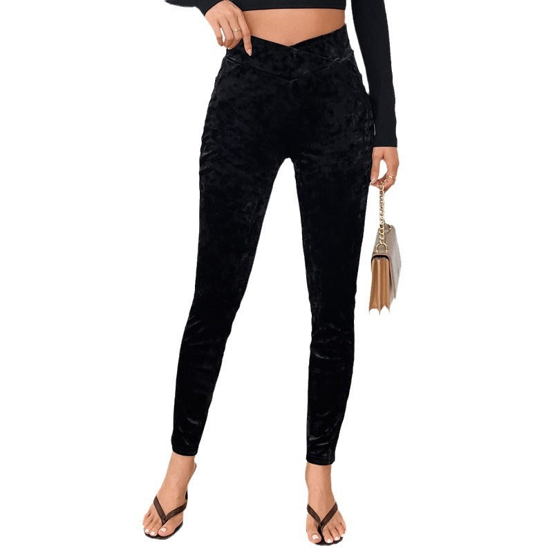 Damen Hochwertige Leggings mit luxuriösem Samtfinish R&B