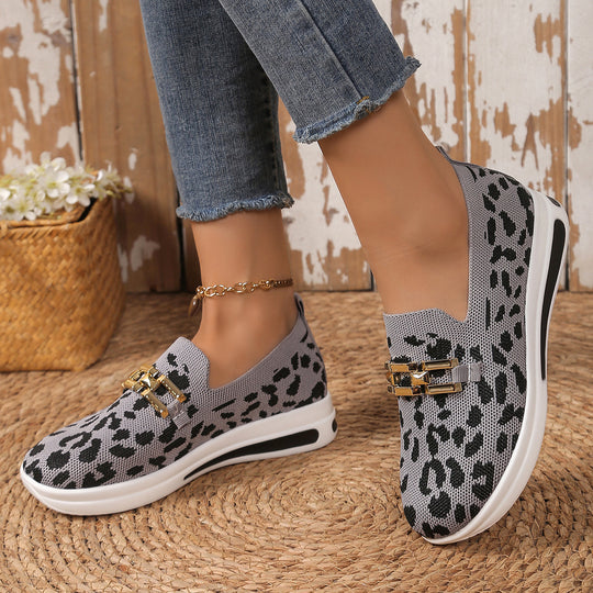 Damen Modische Slip-On Sneakers mit Animal-Print und komfortablem Fußbett R&B