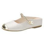 Damen Elegante Slides mit schickem Perlenschmuck R&B