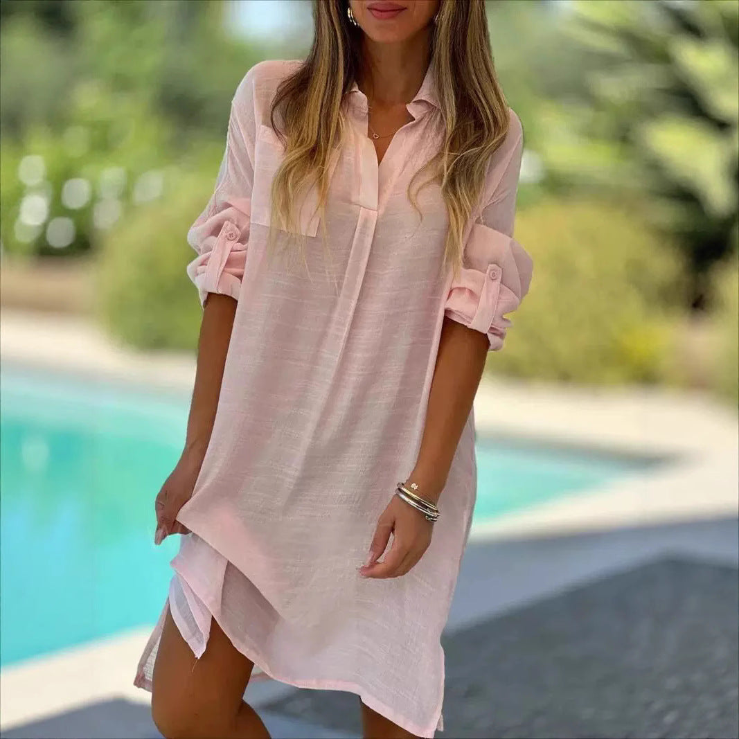 Damen Leichtes Hemdblusenkleid aus luftiger Baumwolle mit Knopfdetails R&B