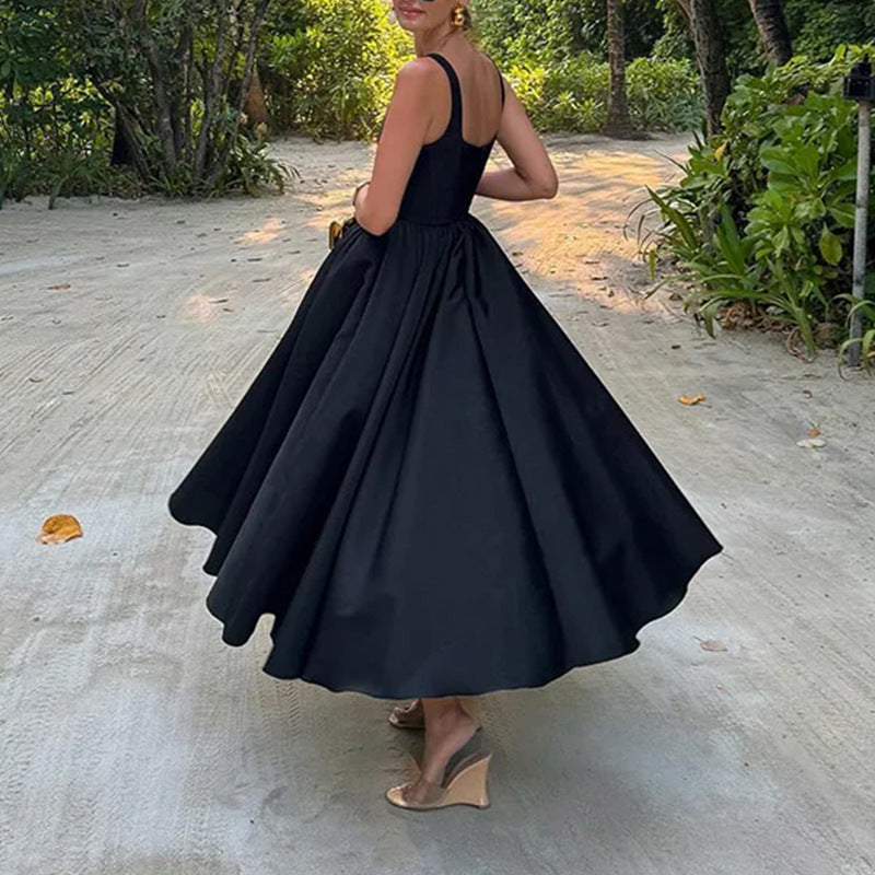 Damen Elegantes Ballkleid mit Einem Taillierten Oberteil und Weichem, Schwingendem Rock R&B