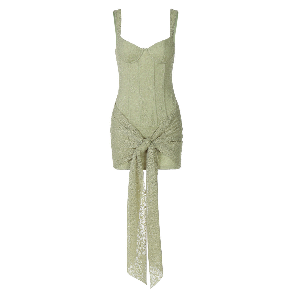 Damen Elegantes Kleid mit Spitzenverzierungen und Raffungsdetails R&B
