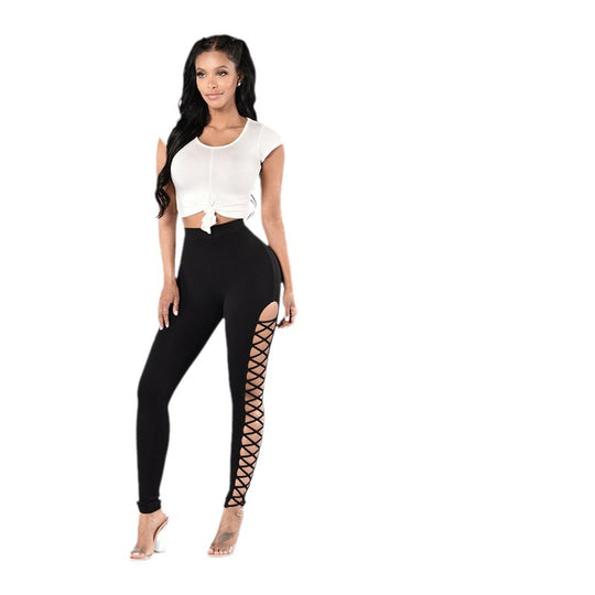 Damen Sportliche Leggings mit verführerischem Schnürdesign R&B