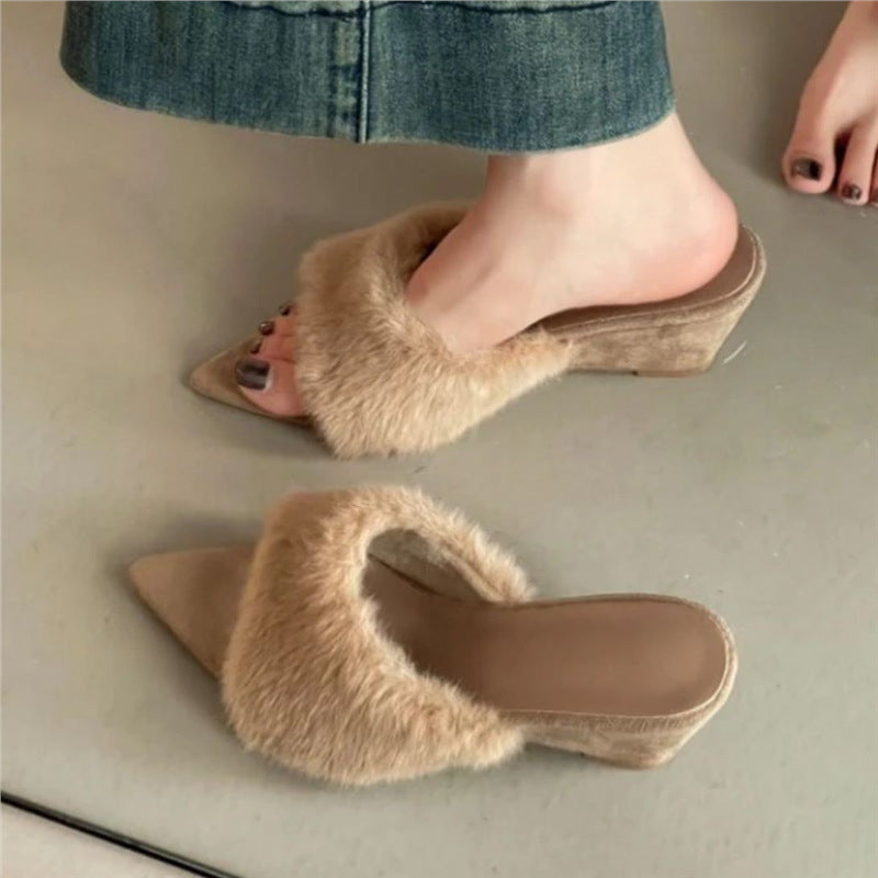 Damen elegante Plateau-Mules mit Fäustling-Optik R&B