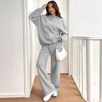 Damen Sweat-Set mit lässigem Schnitt und hohem Kragen R&B