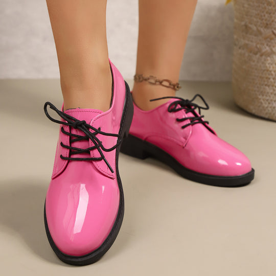 Damen klassische Schnürschuhe mit glänzender Oberfläche R&B