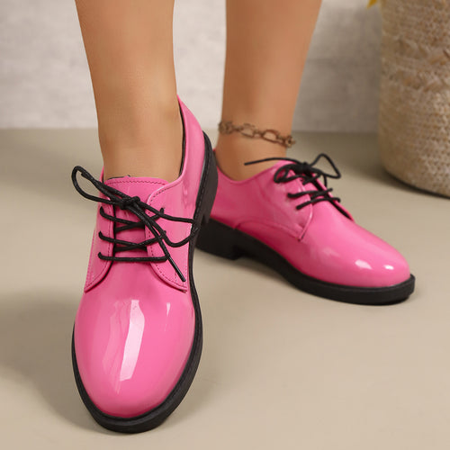 Damen klassische Schnürschuhe mit glänzender Oberfläche R&B