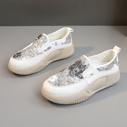 Damen modische Slip-On Sneakers mit glitzernden Blumenmotiven und bequemem Komfort R&B