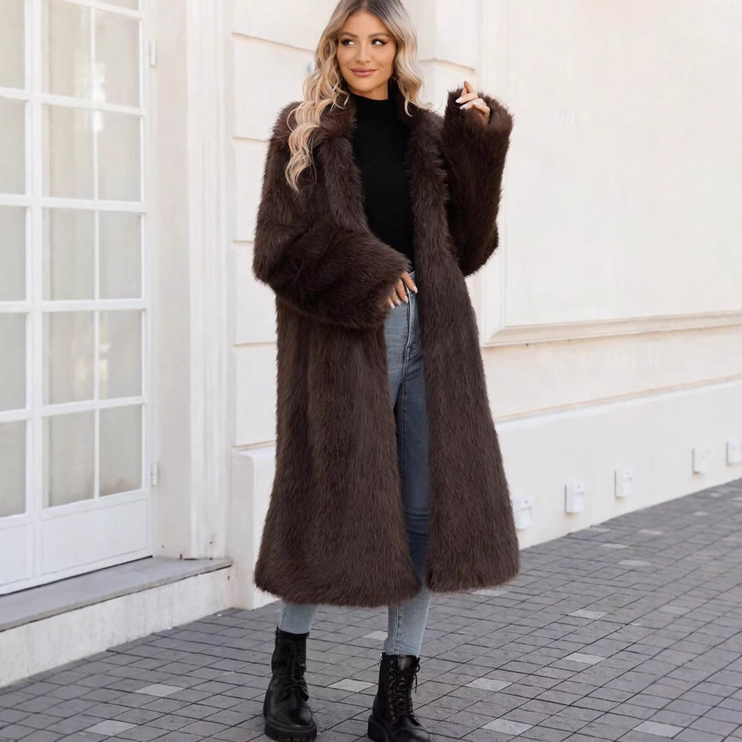 Damen Flauschiger Oversized-Mantel mit modernem Schnitt R&B