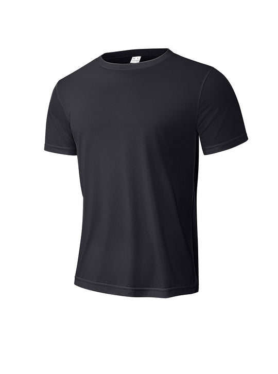 Herren nan meliertes Funktions-T-Shirt mit Rundhalsausschnitt, leichter Baumwollmischung und atmungsaktiver Struktur R&B