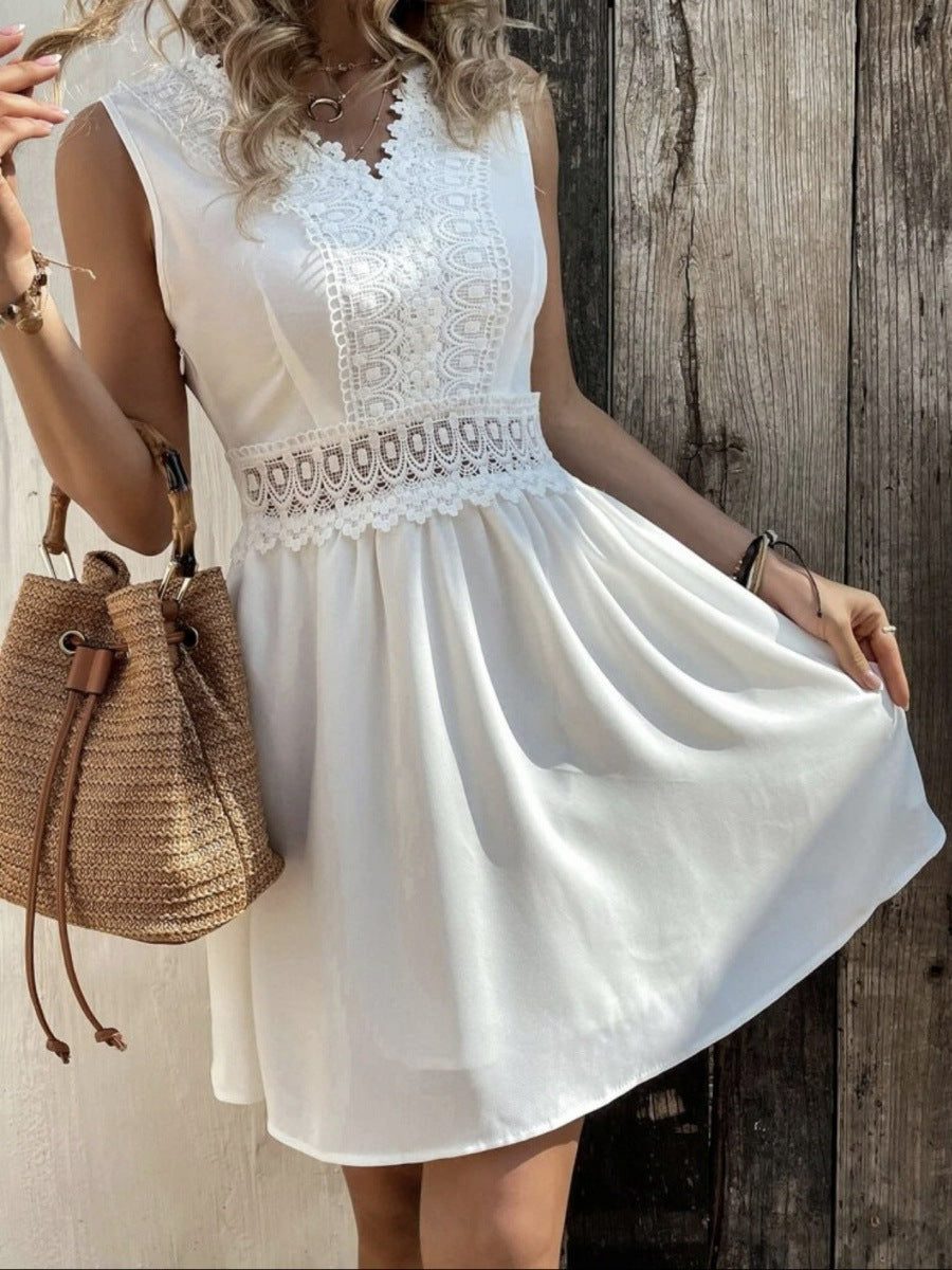 Damen Sommerkleid mit Spitzenakzenten und fließendem Schnitt R&B