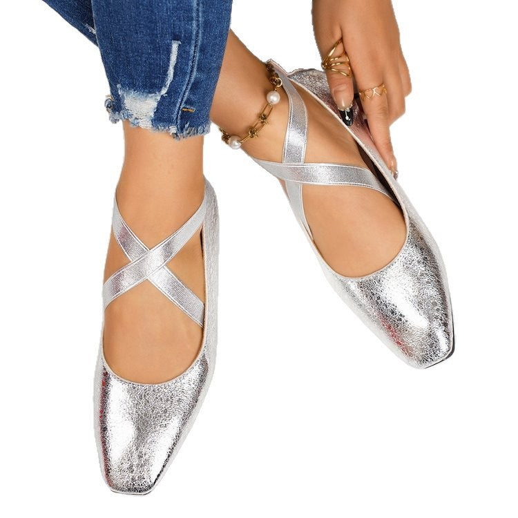 Damen Elegante und bequeme Ballerinas mit überkreuzten Riemen R&B