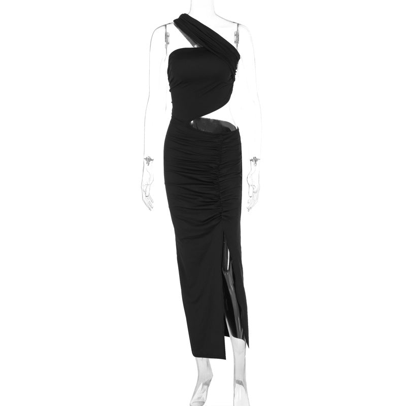 Damen Asymmetrisches Maxikleid mit Cut-Out-Details und raffinierten Rüschendetails R&B