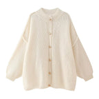 Damen oversized Strickjacke mit Knopf- und Rippdetails R&B
