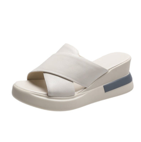 Damen Plateau-Pantoletten mit elegantem Kreuzband-Design und komfortablem Fußbett R&B