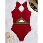 Damen Badeanzug mit Cut-Out Design und modischen Akzenten R&B