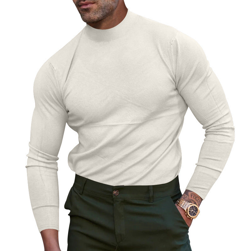 Herren nan körperbetonter Feinstrickpullover mit engem Rundhalsausschnitt R&B