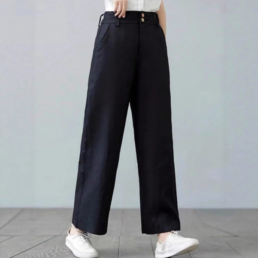 Damen Weite Leinenhose mit elastischem Bund und praktischen Seitentaschen R&B