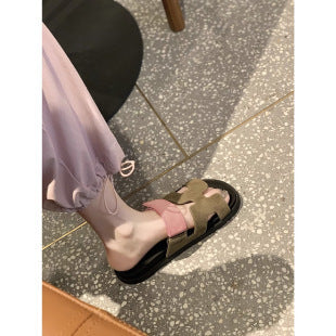Damen bequeme Kunstleder-Sandalen mit verstellbaren Riemen R&B
