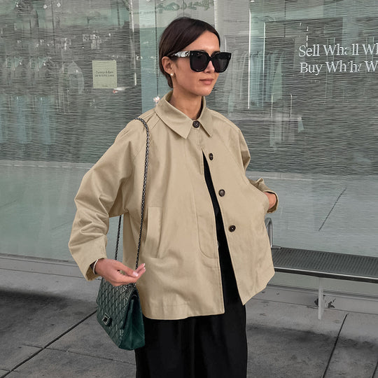 Damen modische Übergangsjacke im lässigen Oversized-Schnitt mit praktischen Taschen R&B